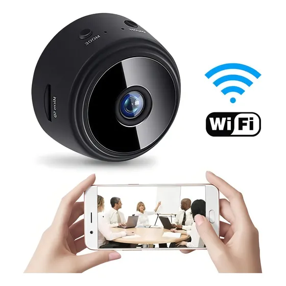 Mini cámara espía WiFi con batería interna HD 1080p inalámbrica de color blanco