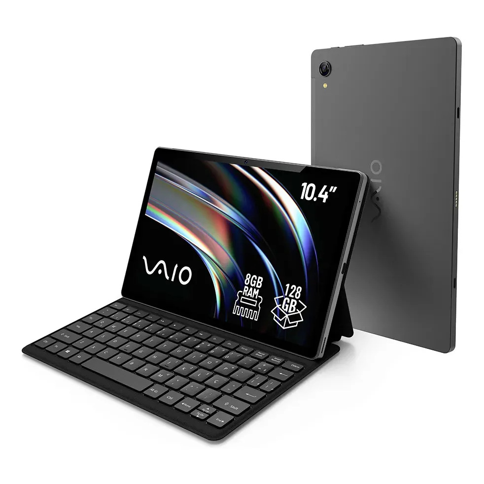 Tablet VAIO TL10 8GB 128GB Octa-Core, Tela 10.4” 2K, 4G WiFi, Câmera 8MP + Selfie 5MP, 7000mAh, Android 13, com Teclado de Conexão Inteligente – Preto