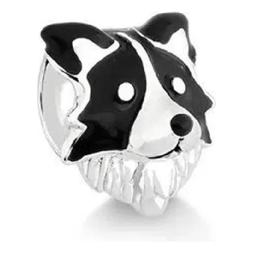 Charm 100% Auténtica Plata 925 Perro Border Collie