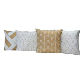 Kit 4 Capas De Almofadas Branco E Dourado Geométrico 45x45cm Kit 4 Capas De Almofadas Branco E Dourado Geométrico 45x45cm