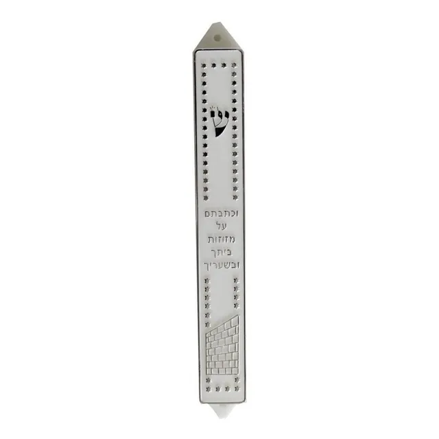 Mezuza De Plastico Blanco Con Decoracion 12 Y 15 Cm