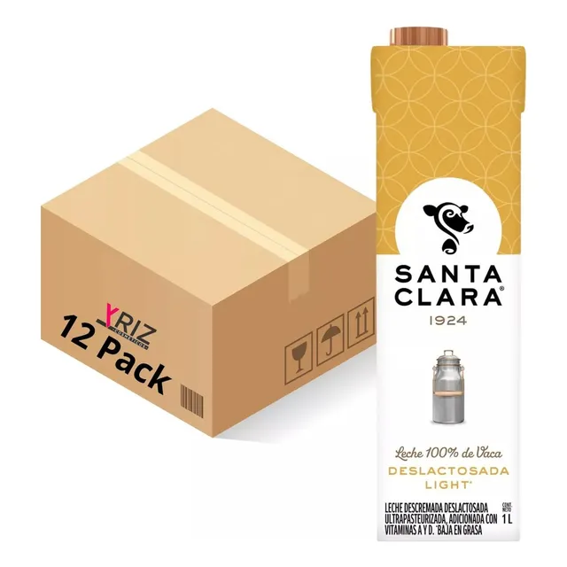 12 Pack Caja De Leche Santa Clara Deslactosada L 1 Litro C/u