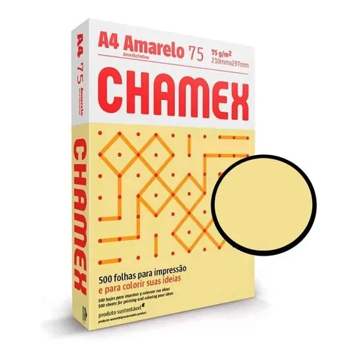 Resma Papel Chamex Color Amarillo TAMAÑO A4 75 Gr POR 500 HOJAS