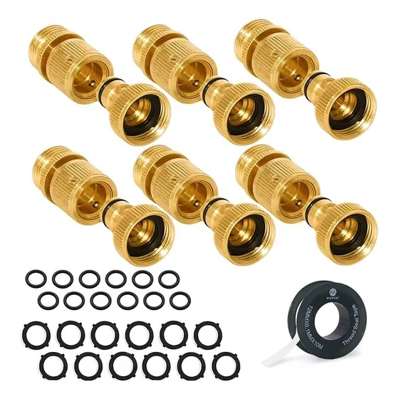 6pcs Conector Rápido De Latón - Fuente (macho - Hembra)