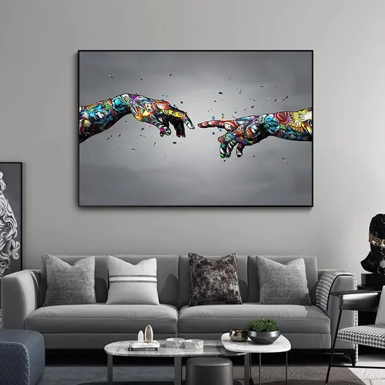 Cuadro-creacion De Adan -decorativo-120x80cm. Con Marco