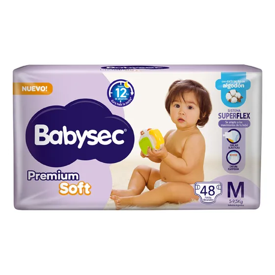 Pañal Babysec Premium Soft Hiperpack Talles M G Xg Xxg 