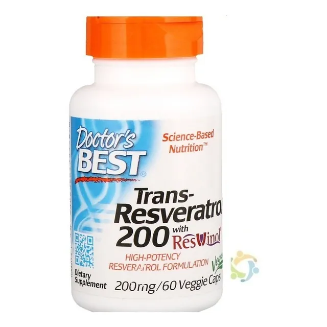 Trans Resveratrol 200 Doctor's Best, 200 mg, 60 cápsulas vegetarianas