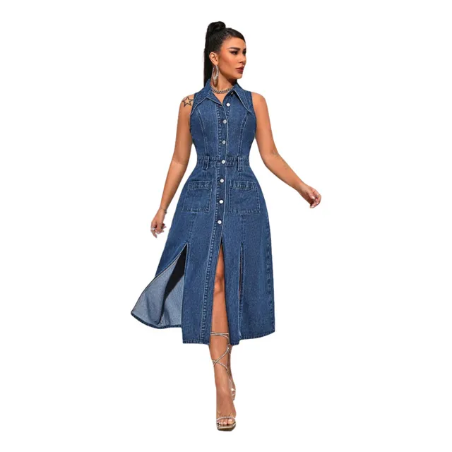 Vestido  Jeans Overol Dama Importado Shein Xl Sin Mangas