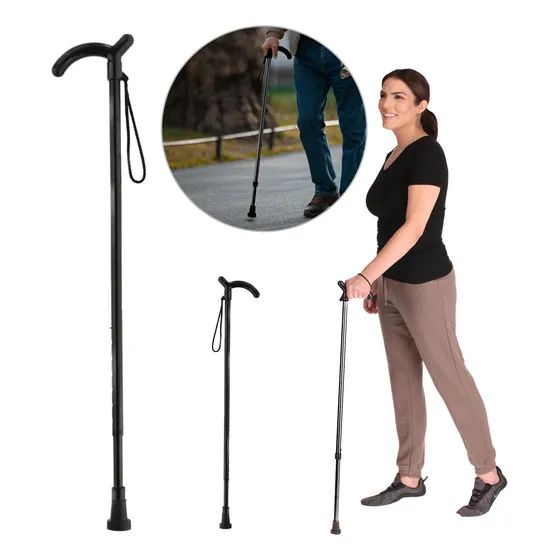 Baston Ortopedico Ajustable Mango Aleman Para Caminar Adulto Tikun Color Negro