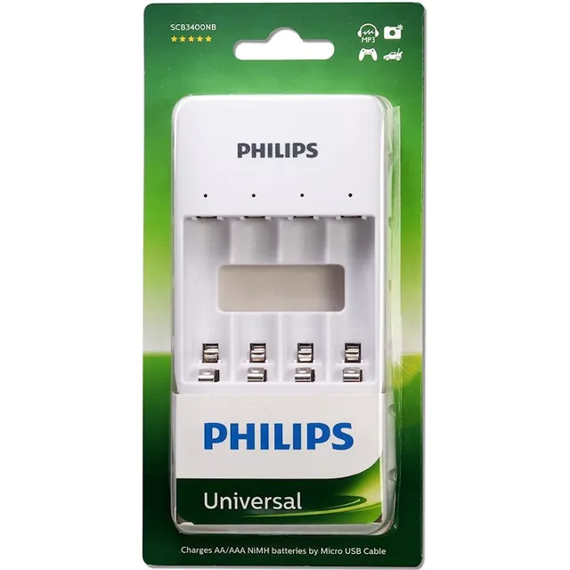 Cargador De Pilas Philips Aa Y Aaa Bateria Con Cable Micro ®