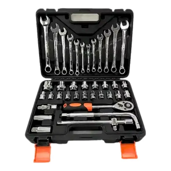 Set Kit Herramientas De 38 Piezas Manuales Dados Llaves Color Negro