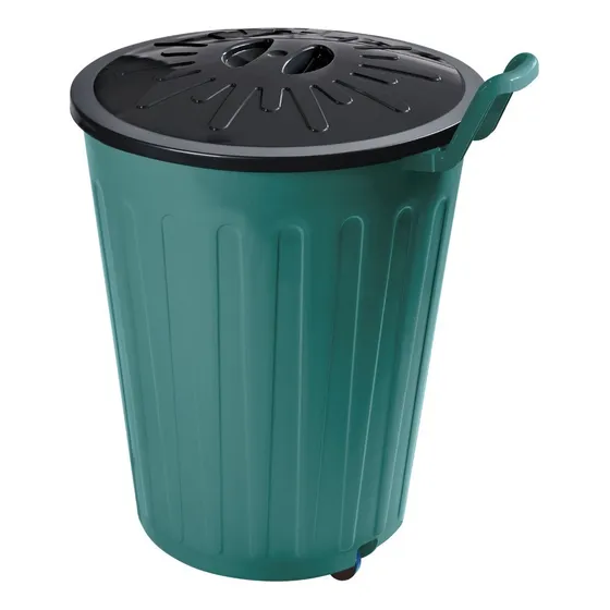 Papelera Basurero Cesto Basura Tapa Y Ruedas 100lts Plastico Color Verde