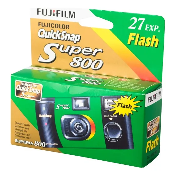 Cámara desechable Fujifilm QuickSnap Flash 400 negra/verde