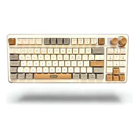 Teclado Rgb Multimídia Luzled Gamer Com Fio Usb-c Pt-brabnt2 Bege Português Brasil