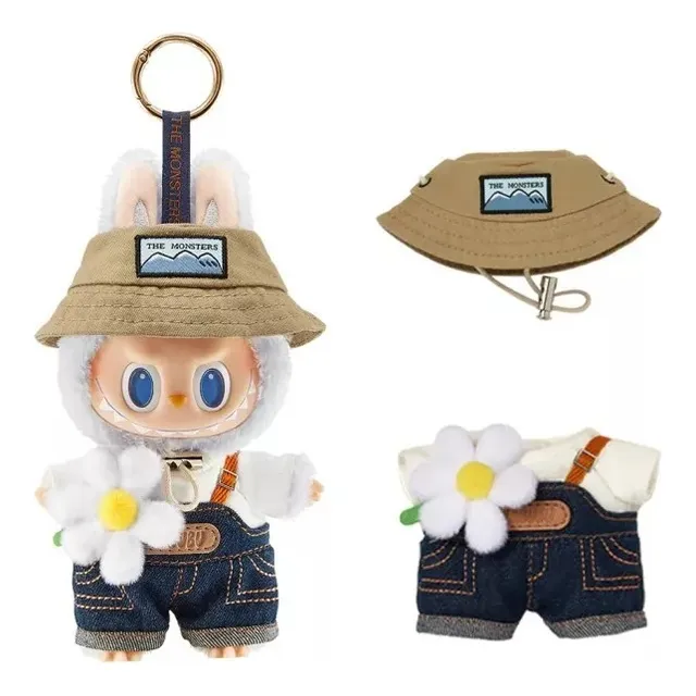 For Labubu Macaron Monsters Vinilo Peluche Llavero Con Ropa
