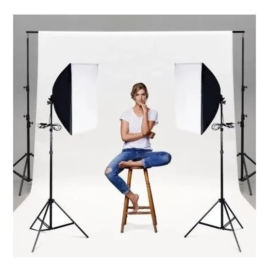 2 Softbox Luz Continua Fotografia Video Con Atril C Lamparas