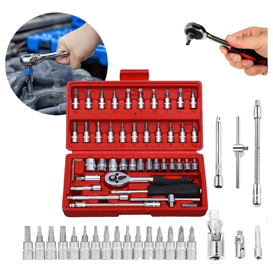 Maletín de herramientas Allen Torx 1/4 con trinquete, 46 piezas Crv