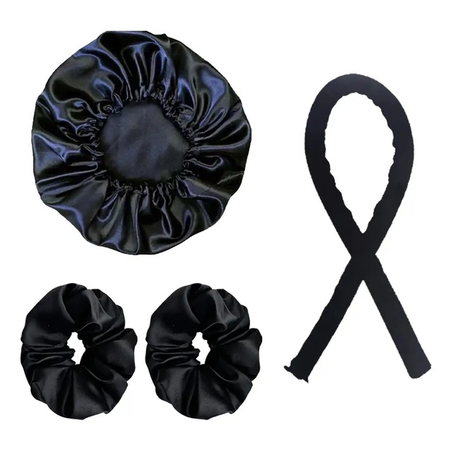 Kit 1 Touca De Cetim + 1 Modelador Curling Rod + 2 Xuxinhas