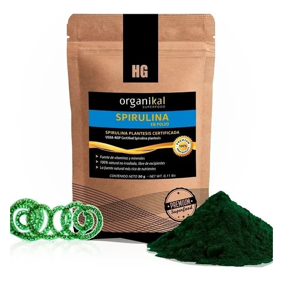  Pack X2 Spirulina + 2 Chlorella En Polvo Sobres X 50 Grs