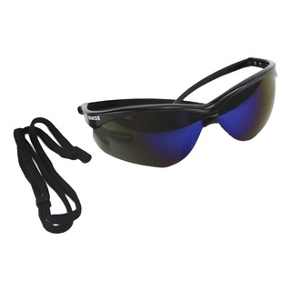 Lente De Seguridad Nemesis V30 Azul Espejo Con Armazón Negro Lente De Seguridad Nemesis V30 Azul Espejo Con Armazón Negro