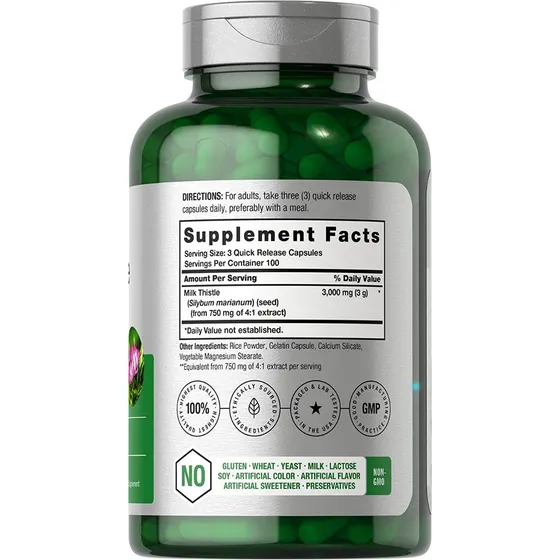 Milk Thistle Cardo Mariano Silimarina 3000mg Horbaach 300cap
