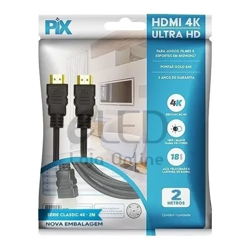Cabo Hdmi 2.0 4k 3d Ultrahd 19 Pinos Chip 2 Metros 018-2222