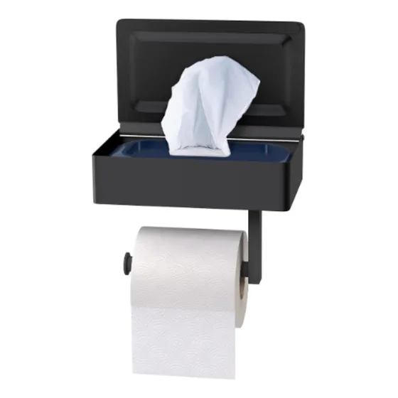 Soporte Papel De Baño Porta Papel Higiénico Adhesivo Negro