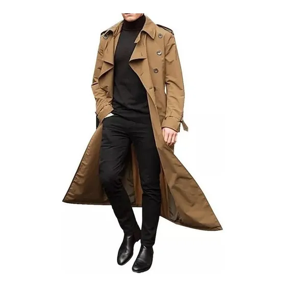 Casaco Subretudo Trench Coat Longo Masculino