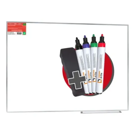 Quadro Lousa Branca 120x90 Moldura Alumínio + 4 Can 1 Apg Branco