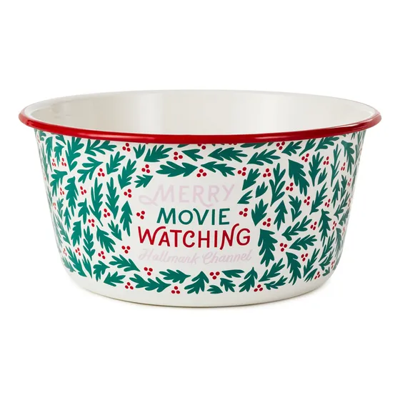 Canal Popcorn Bowl Merry Movie Watching Acebo Rojo Verde