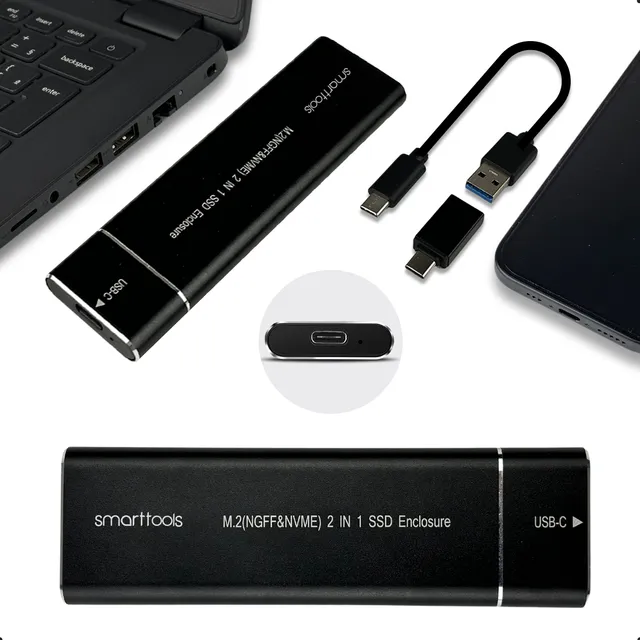 Adaptador Case Ssd M2 Em Alumínio Nvme Pcie Ngff Sata Duplo Protocolo M-key Usb 3.1 Gaveta Type-c 10gbps