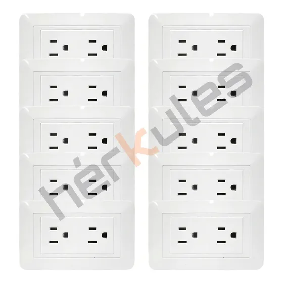 Linea Bk Blanca Incrustar Toma Doble 110-220 X 10 Unidades Color Blanco