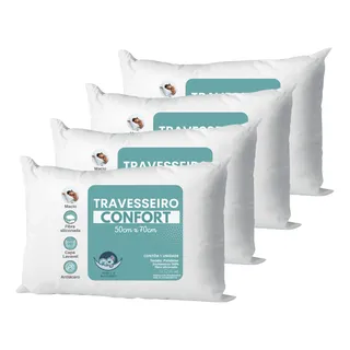 Kit 4 Travesseiro Conjunto Cama 50x70 Capa Removivel Macio Kit 4 Travesseiro Conjunto Cama 50x70 Capa Removivel Macio