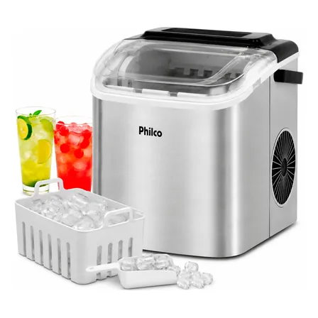 Máquina De Gelo Portátil Turbo Ice Philco Inox 12 Kg 127v Cinza Cinza