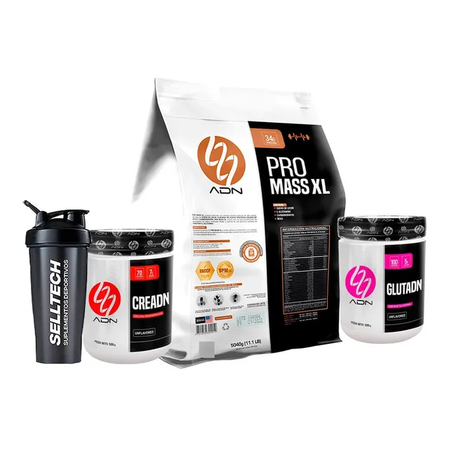 Pack Adn Promass Xl 3kg Chocolate+creadn 500gr+glutadn 500gr
