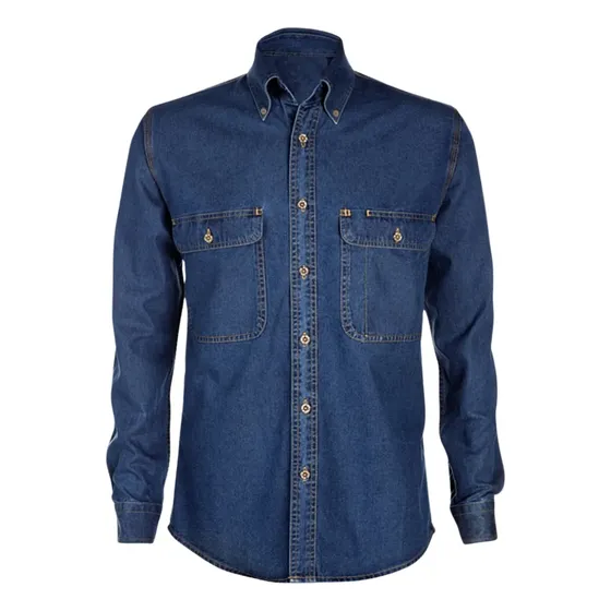Camisa Jean Dotacion Algodon Trabajo Indigo Clasico Rigido