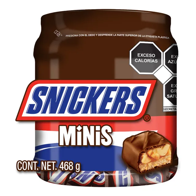 Snickers Minis Chocolates con leche Vitrolero 468 g 52 piezas de 9g