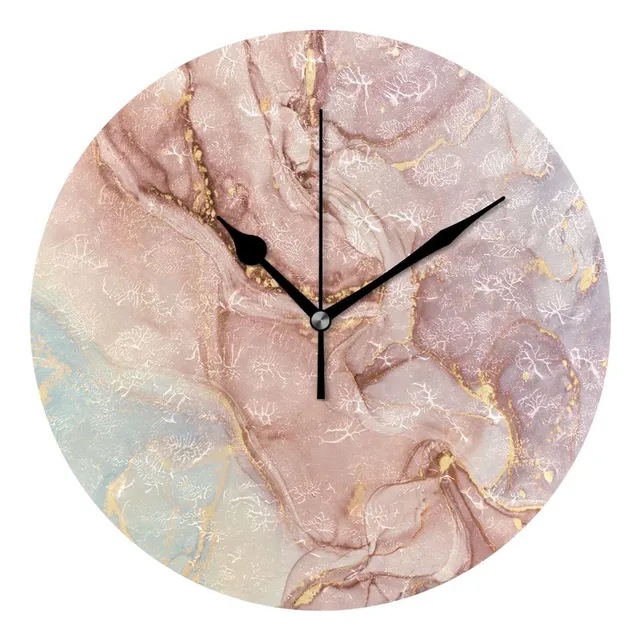 Reloj Digital Redondo Textura Marmol Dorado Rosa Creativo 10