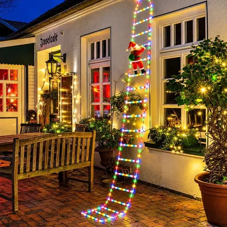Lâmpada Escada Papai Noel Luz Led 3,2m Usb Natal Bivolt Rgb 127/220v