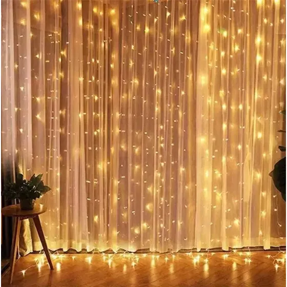 Luces De Navidad Y Decorativas Genérica 3x2mts 3m De Largo - Calida Con Cable Transparente