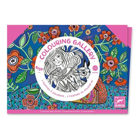 Galería Para Colorear Djeco 3 Láminas 38cm X  28cm +8 Años