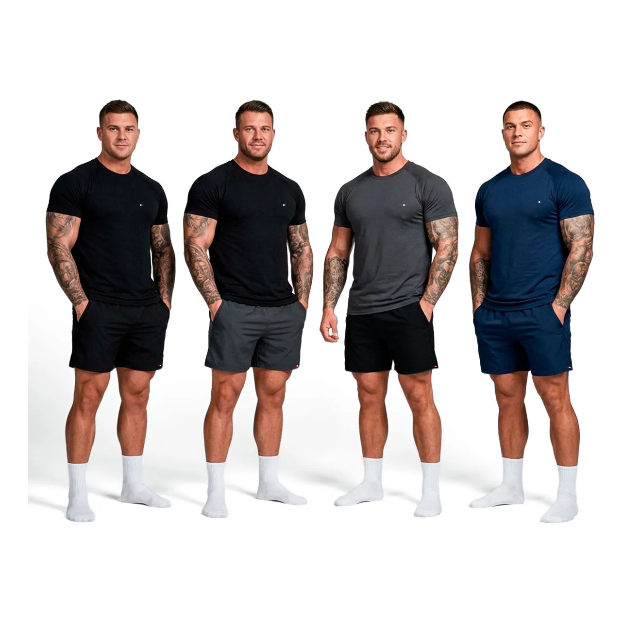 Kit 8 Peças Dry Fit 4 Camisetas + 4 Shorts Sandrini