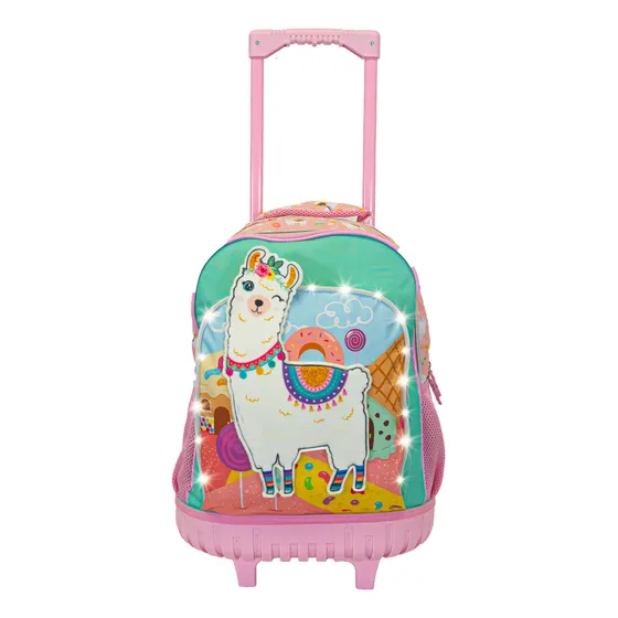 Mochila Con Carrito Escolar 18 Nena Nene Base Reforzada Color Rosa Diseño de la tela Estampado