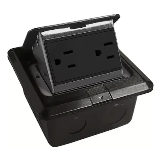 Contacto Duplex Doble De Piso Empotrable Negro Electrico