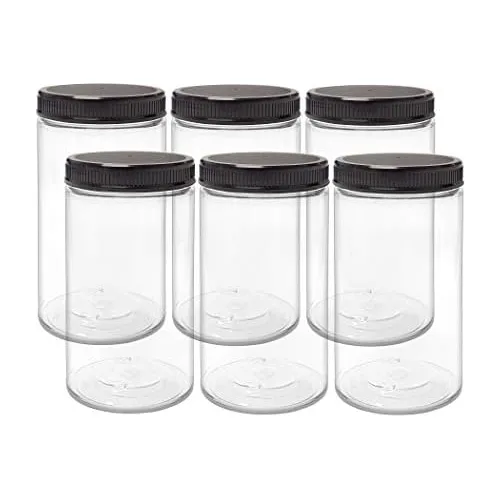 Frascos De Plástico Transparente De 32 Oz Tapas, Recip...