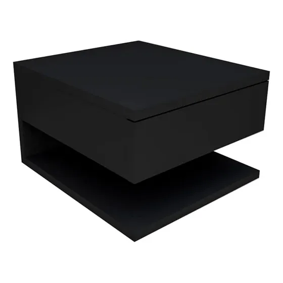 Mesa De Luz Flotante Con Cajon Estilo Nordica Color Negro Muebles Web