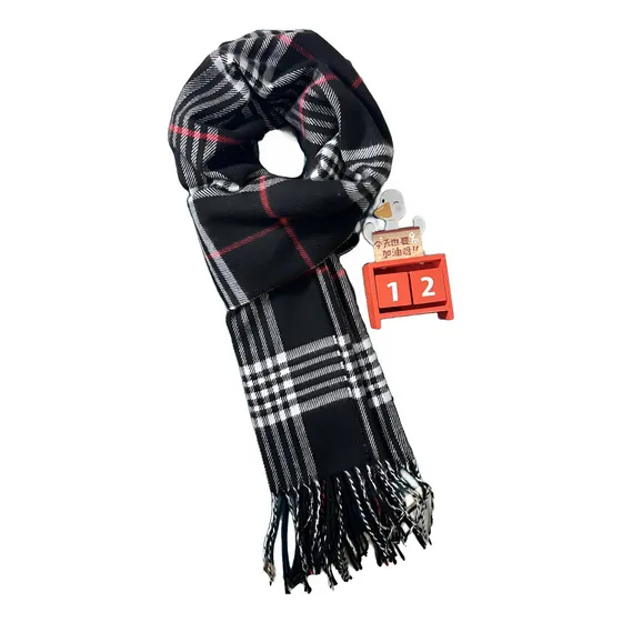 Bufanda Chalina Rayas Cozy Negro: Envoltura De Cachemira