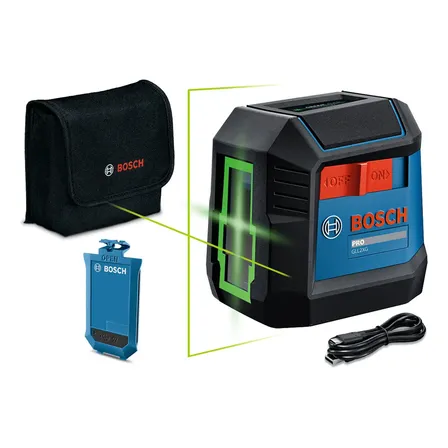 Nível A Laser Linear Cruzado Verde Bosch Gll2xg Li 20m 2 Linhas Profissional Recarregavel A Bateria + Bolsa De Proteção