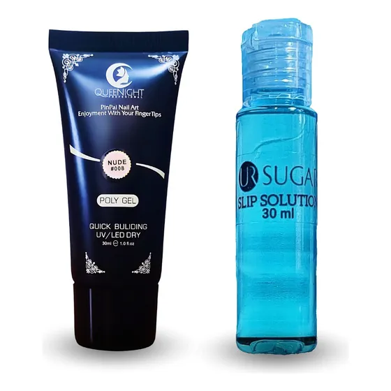 Kit De Polygel 30ml Queenight + Solución Moldeadora De 30ml