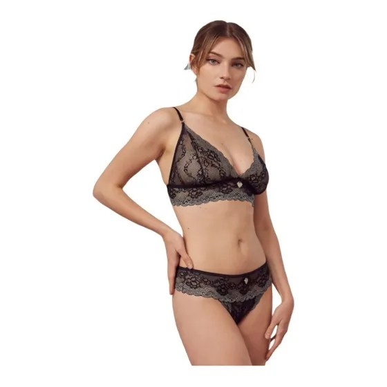 Conj. Triangulo Encaje Lesregulable Culoteless Playboy 2391k